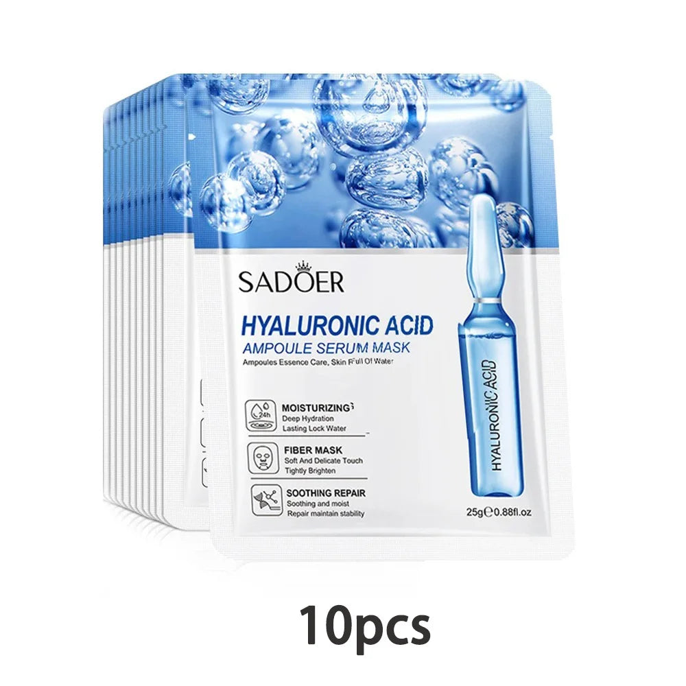 10/20/30pcs 24K Gold Vitamin C Hyaluronic Acid Face Mask Facial Moisturizing Firming Hydrating Facial Masks Skin Care Products Oasis Select Type B 10pcs