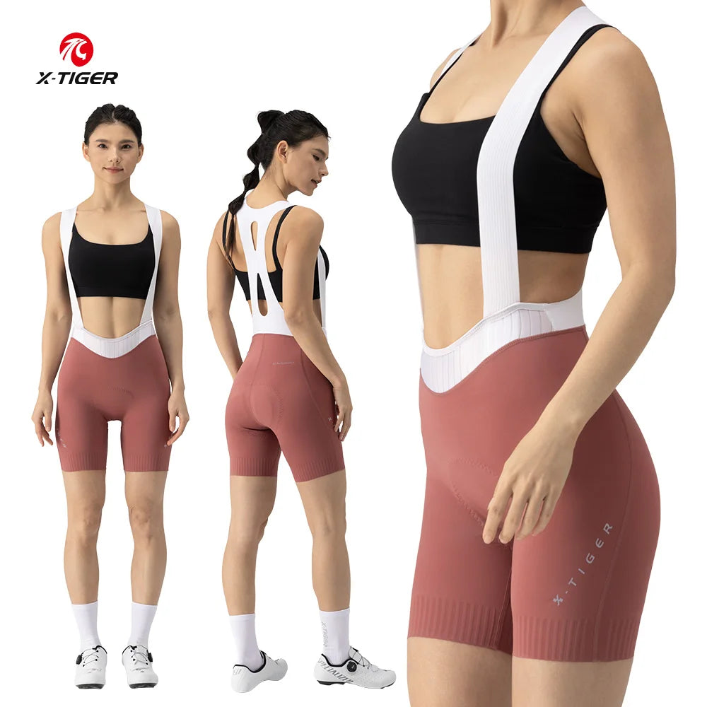 X-TIGER Women's Cycling Bib Shorts120 High Density Chamois Pro Cycling Bib Pants Breathable MTB Road 8 Hours Bicycle Tights Oasis Select