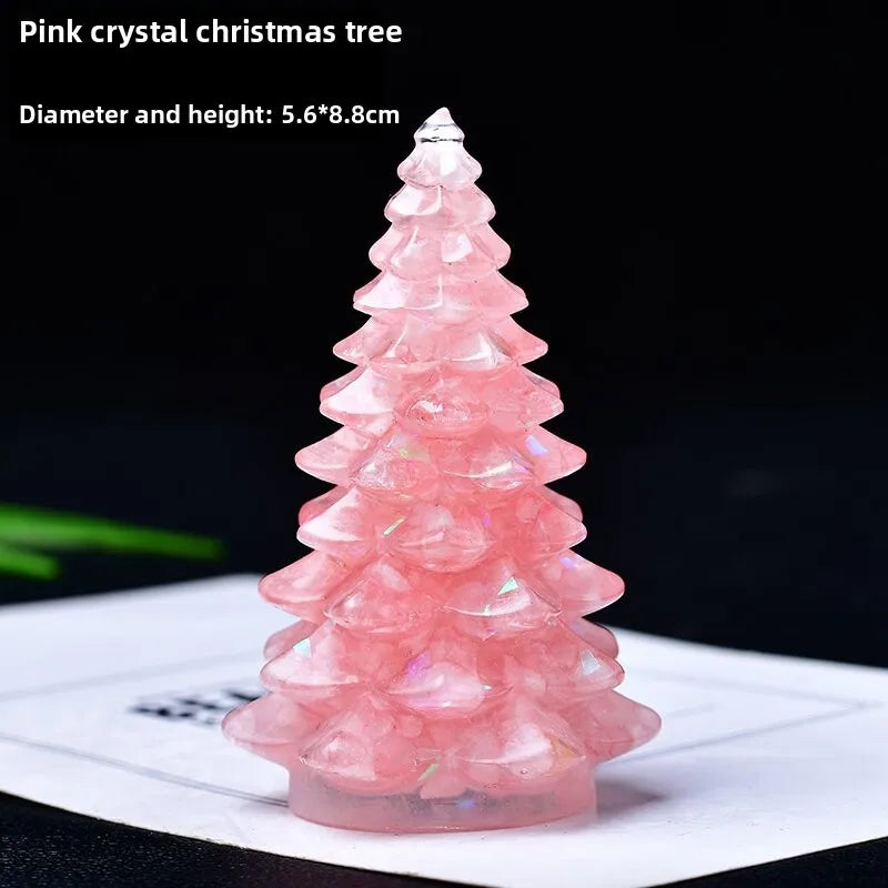 New Natural Crystal Crushed Stone Christmas Tree Resin Decorative Item for Home Desktop Decoration Christmas Display Oasis Select A 5.8cm x 8.8cm