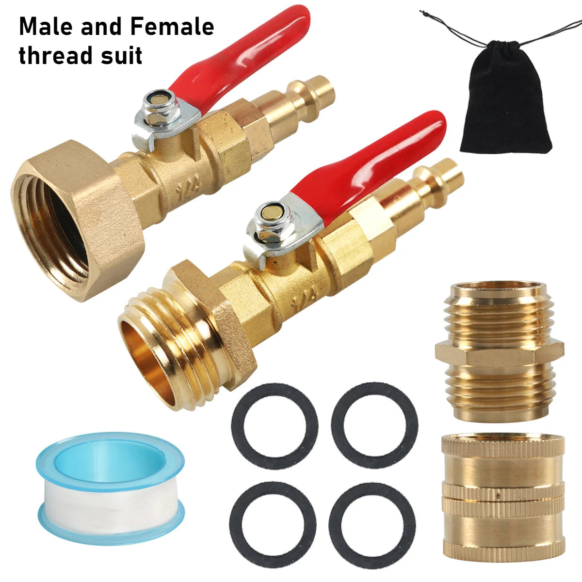 Brass Male Head Quick Aging 3/4 Inch Male Thread Suitable for RV1/4 Inch Quick Connector Explosion-proof Joint Oasis Select a set Female Male