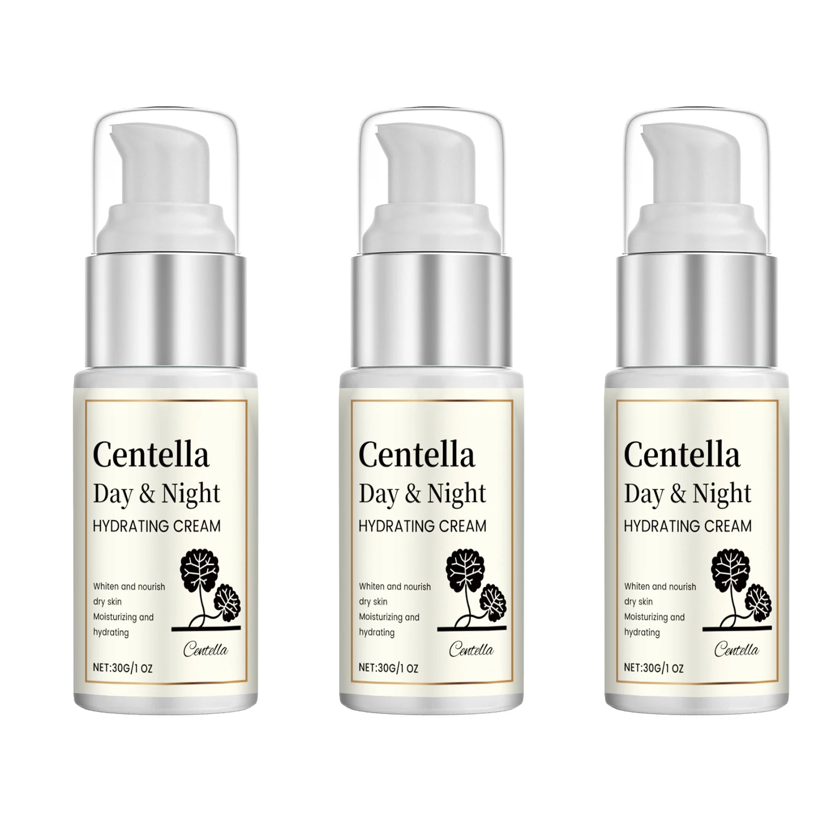 Day and Night Hydrating Cream Moisturizing Oil-Free for All Skin Types Daily Care Anti Dry Skin Long Lasting Hydration Skincare Oasis Select 3pcs X 30g
