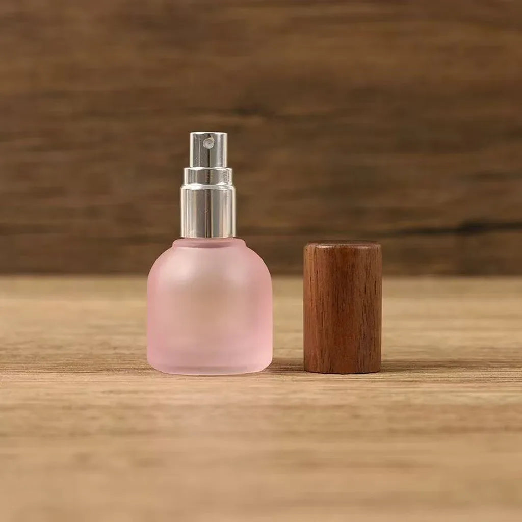 10ml Frosted Glass Refillable Perfume Spray Bottle | Wooden Cap