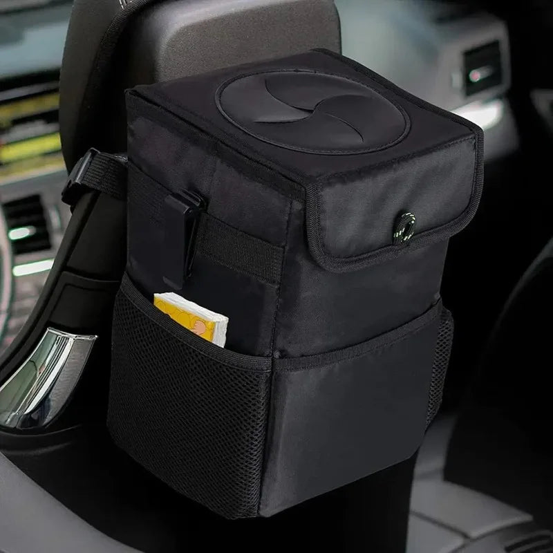 Large Capacity Trash Bin Car Trash Can with Lid Storage Pockets Auto Rear Seat Garbage Can Organizer Vehicle Storage Tool Oasis Select