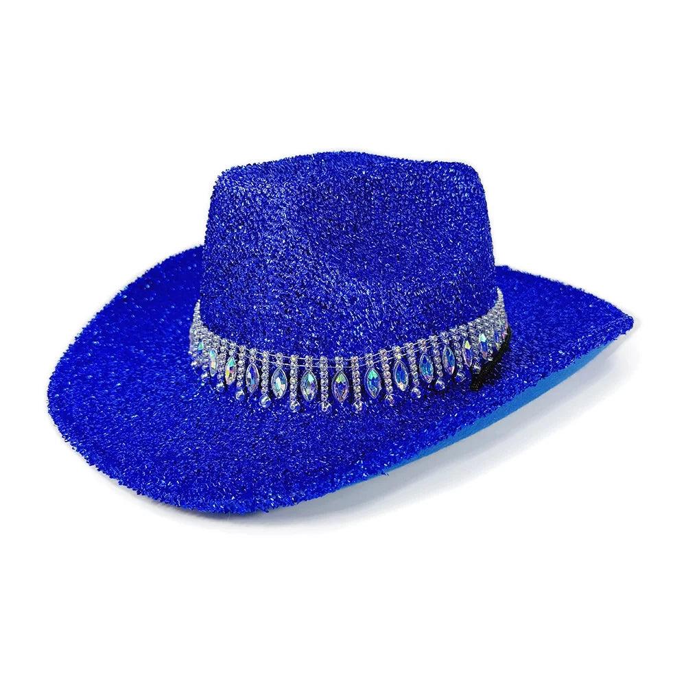 Women's Cowgirl Hat Stylish Rhinestone Design Sun Hat Wide Brim Western Cap for Party& Daily Life Oasis Select