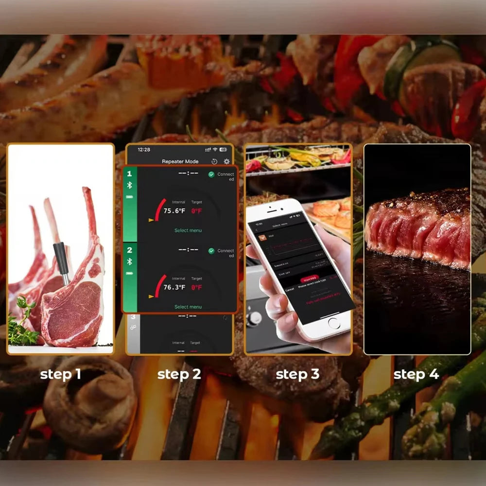 Newest Wireless Meat Food Thermometer Kitchen Cooking Tool Oven Grill BBQ Steak Bluetooth Temperature Meter Barbecue Accessories Oasis Select