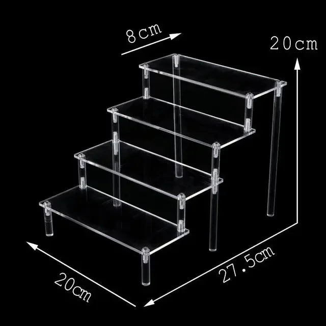 1–5 Tier Acrylic Display Stand | Riser Shelf Rack – Clear & Black