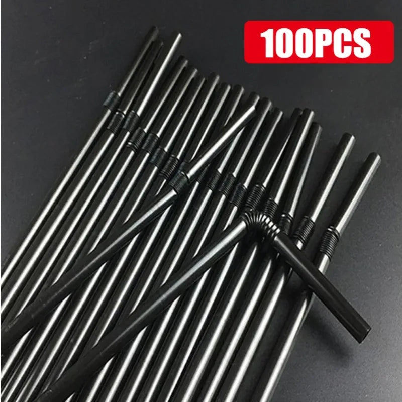 Multicolor Fluorescent Straws Bendable Drinking Straws Beverage Kunststof Straws Wedding Decor Kitchen Beverage Party Supplies Oasis Select black1