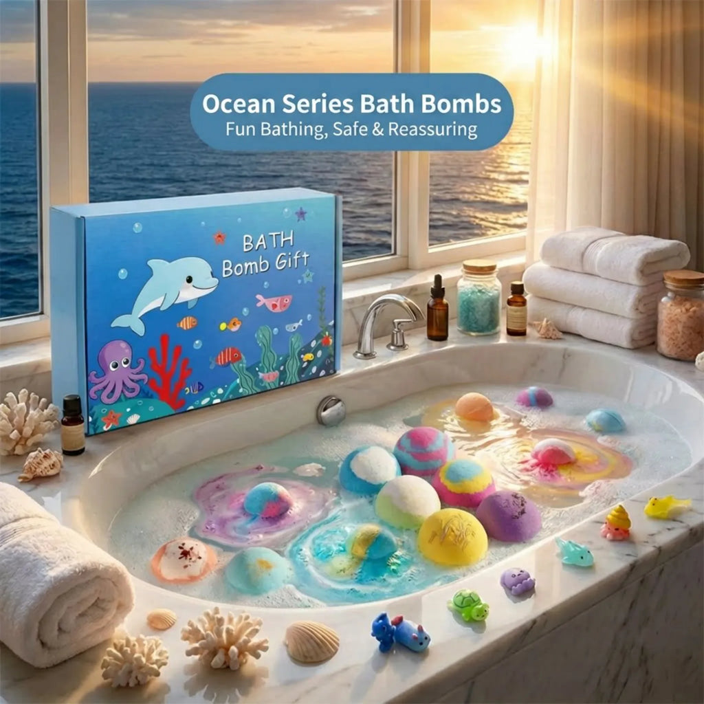 6-12PCS Bath Bombs Surprise Toy Inside Bath Bombs Natural Mega Bubbles Ocean Theme Skin Friendly Set Birthday Gift Oasis Select