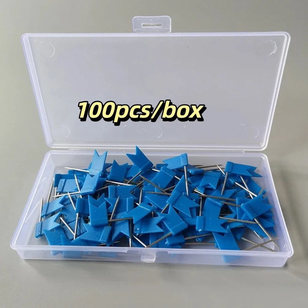 100pcs/box Bright Colors Colored Push Pins Easy Insert Reliable Material Drawing Tacks Stable Fixing 100 Pieces Box Oasis Select Blue