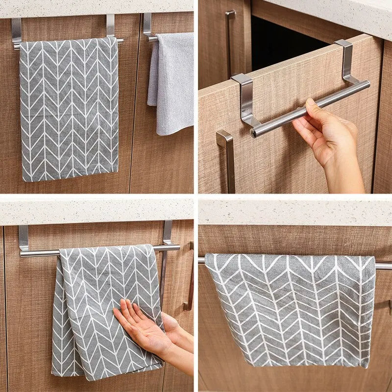 1/2 PCS Stainless Steel Towel Bar Cabinet Door Towel Hanging Bar Stainless Steel Bathroom Kitchen Cabinet Door Towel Wipe Rack Oasis Select