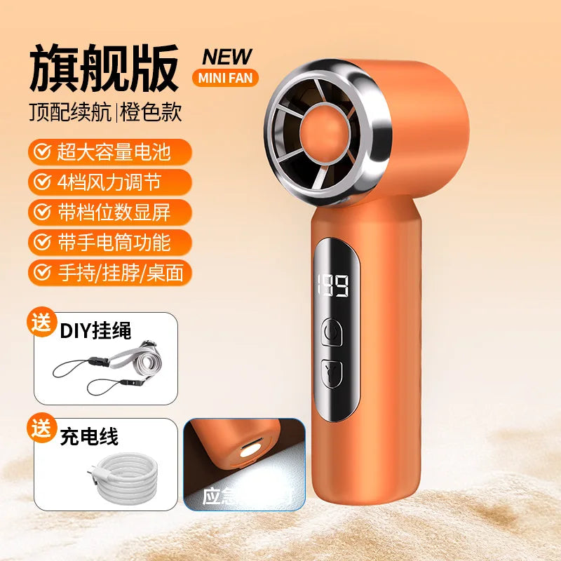 Portable USB Rechargeable Mini Handheld Fan – Digital Display
