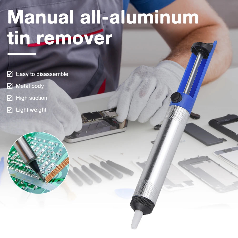 Aluminum Metal Desoldering Pump Suction Tin Gun Soldering Sucker Pen Removal Vacuum Soldering Iron Desolder Hand Welding Tools Oasis Select Default Title