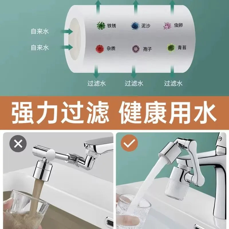 New Kitchen Faucet Extender with Filter 2 Modes Metal Universal Swivel Bubbler Nozzle 1440° Rotate Filtered Faucet Extension Oasis Select