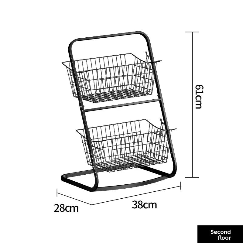 Kitchen rack Multifunctional snack vegetable basket Storage rack Floor-to-ceiling multi-layer special vegetable basket shelf Oasis Select second floor