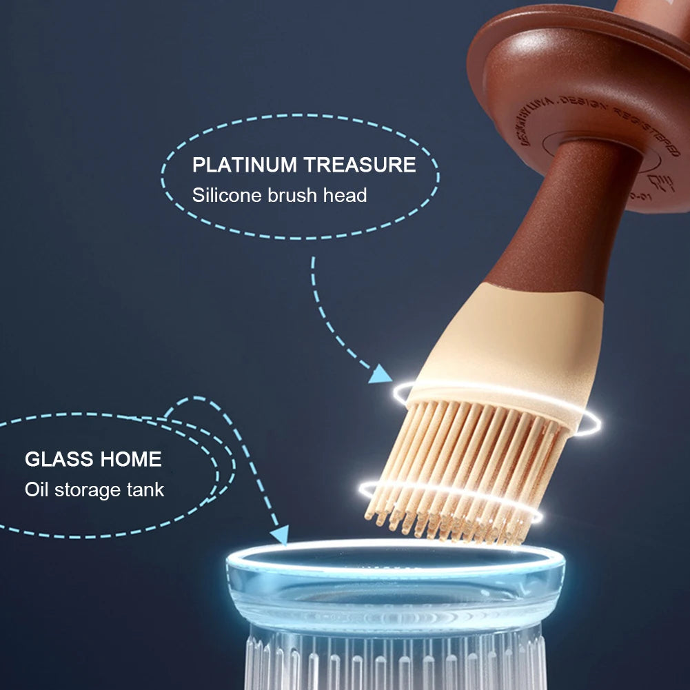 3-in-1 Silicone BBQ Basting Brush with Oil Bottle & Lid