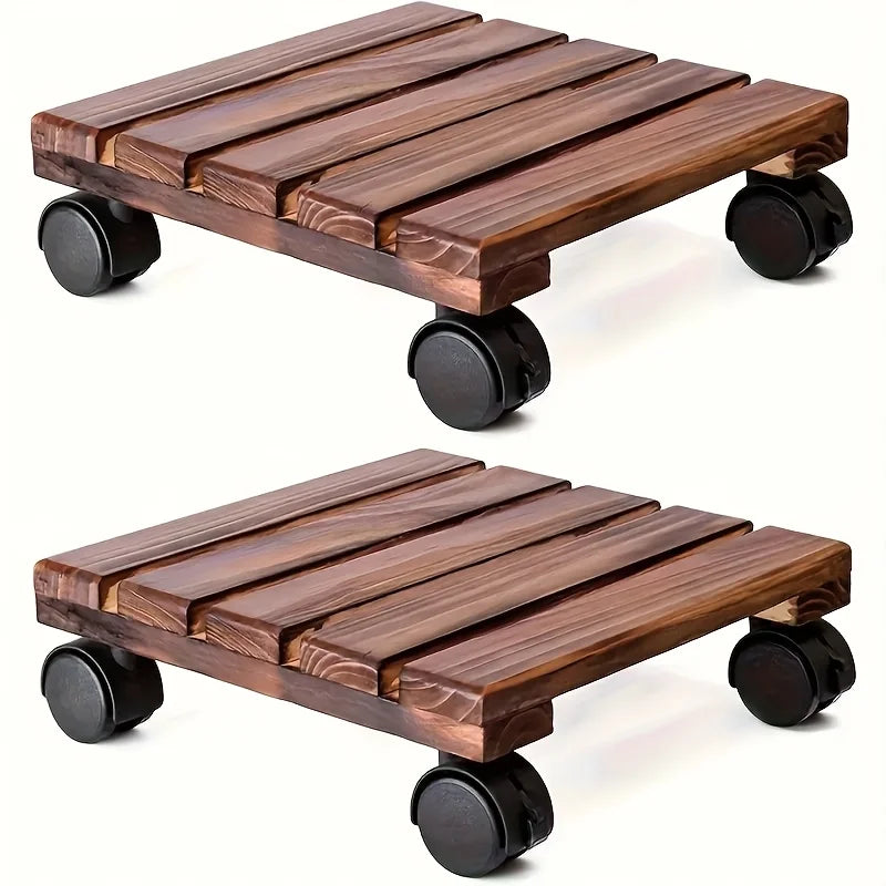 1PC Solid Wood Flower Pot Base with Universal Wheels, Movable Plant Pot Tray, High-Quality Multi-Functional Flower Pot Stand Oasis Select