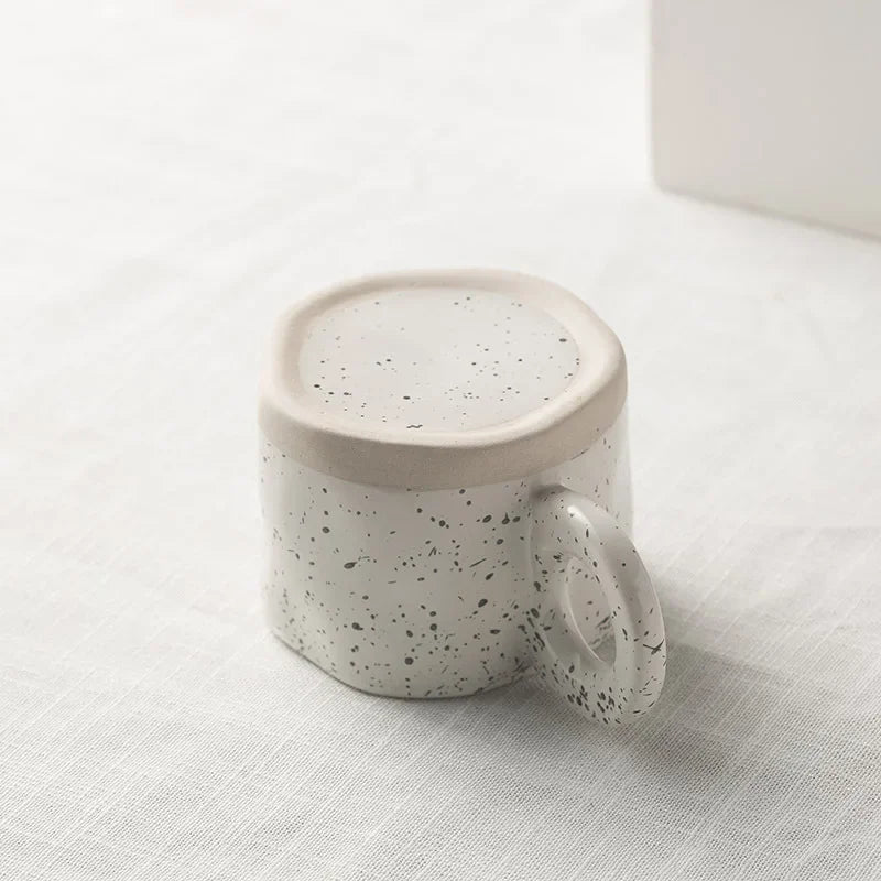 Ceramic Mug Ring Handle Irregular Coffee Modern Print Porcelain Ins Catoon Style Mug Handmade Hot Chocolate Couple Handgrip Cups Oasis Select
