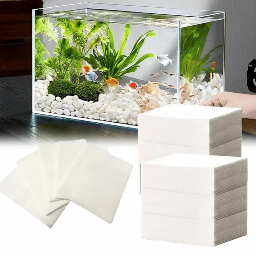 100-Pack Aquarium Water Clarifying Filter Pads | De-Yellowing