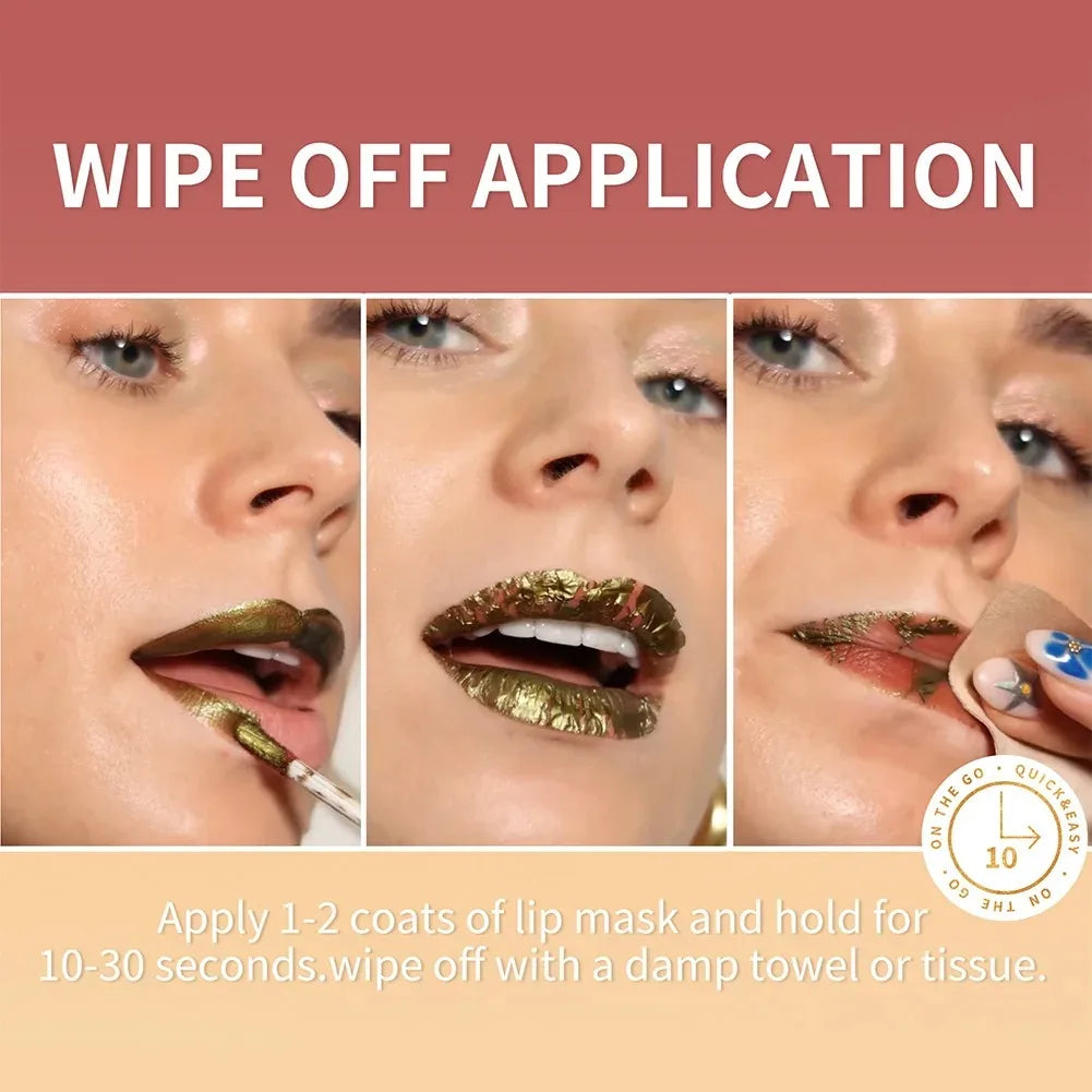 Lip Stain Liquid Lipstick, 4 Colors Dual-use Matte Base & Metallic Gold Flake Top Coat, Long Lasting Shimmer Lip Makeup Oasis Select