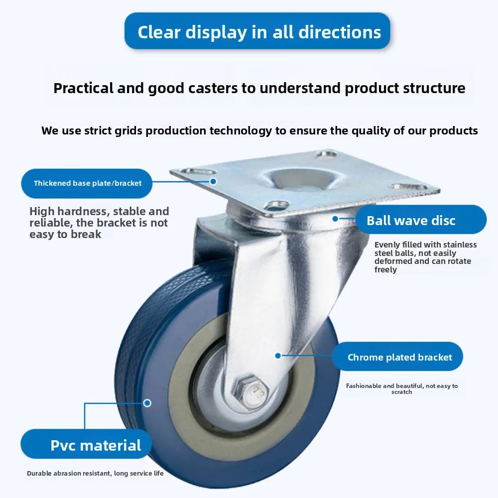 Custom 3 Inch Universal Wheel Brake Gray Rubber Wheel 4 Inch Industrial Caster Cart Pulley Roller Roller Rack Silent Wheel Oasis Select