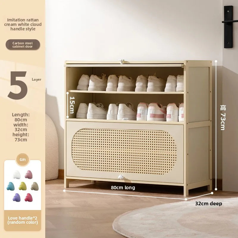 Multi-layer locker at the entrance of the home, large-capacity storage cabinet, dust-proof shoe rack, small narrow bamboo. Oasis Select 5-80