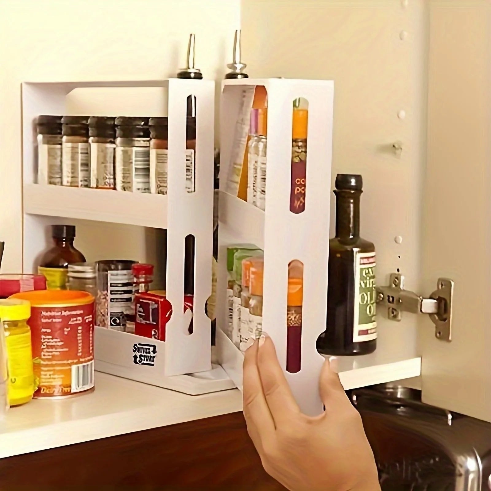 1 PC spice storage rack,90 degree swivel item storage rack, countertop 2 tier storage rack,small storage and organizer rack Oasis Select