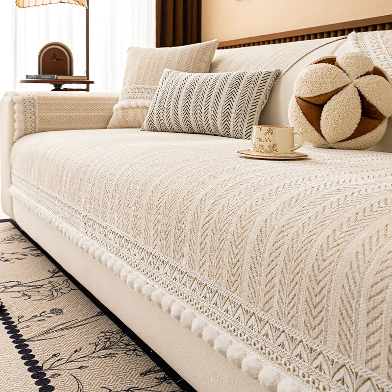 2025 New Four-season Universal Sofa Cushion Chenille Seat Cushion Fixed Anti-slip Sofa Cover Couch Covers for Sofas Oasis Select