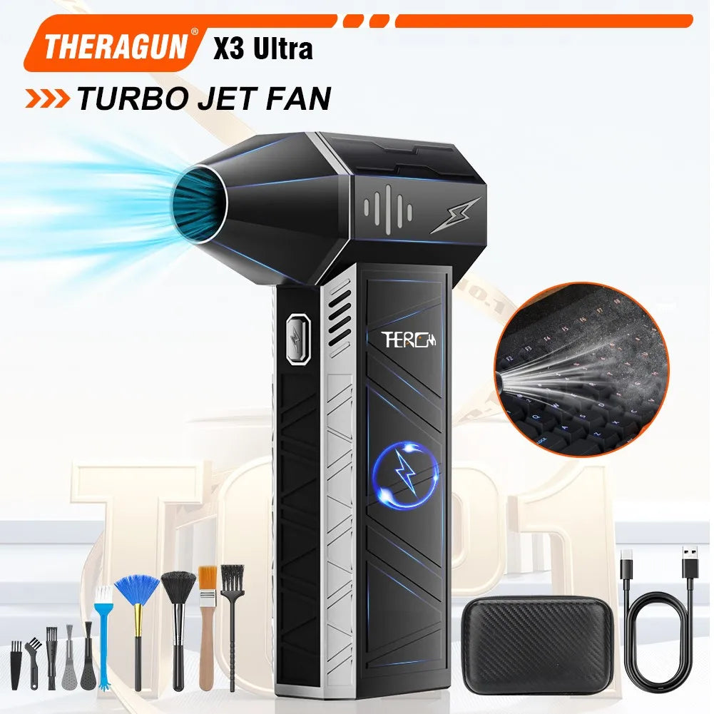 Updated X3Ultra Turbo Fan Jet,Mini Handheld 180000RPM Powerful Compressed air Duster for Car Dryer/PC/Home Cleaning Oasis Select X3 Ultra (Black) China Mainland
