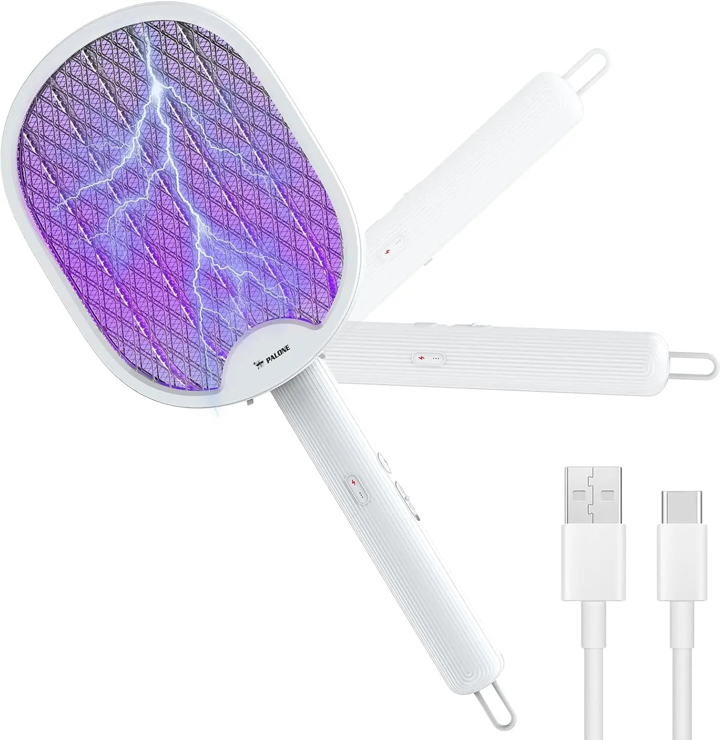 Electric Fly Swatter, 4000V Foldable Fly Zapper with USB Rechargeable Battery, Flying Insects for Living Room, Garden Home Oasis Select Foldable