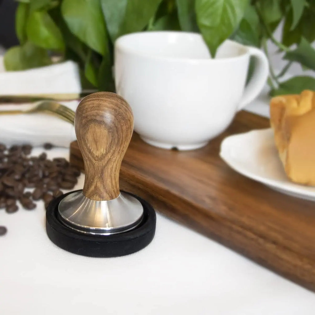 51/53/58mm Espresso Tamper for Semi-Auto Machines – Flat Stainless Steel Base, Wooden Handle Barista Tool, Suitable for baristas Oasis Select