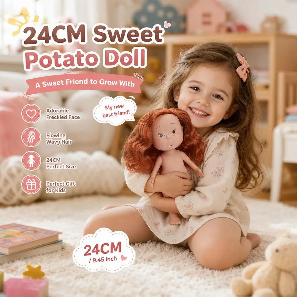 Realistic Vinyl Doll with Long Hair Unclothed Art Toy Collection Figurine Cute Face Freckles Play Doll Gift Toy Oasis Select