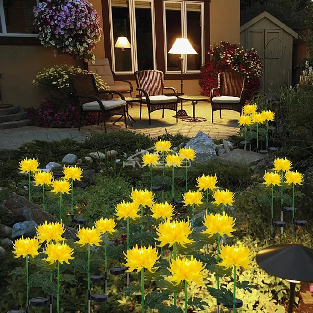 Solar Chrysanthemum LED Garden Stake Light | IP65 Waterproof