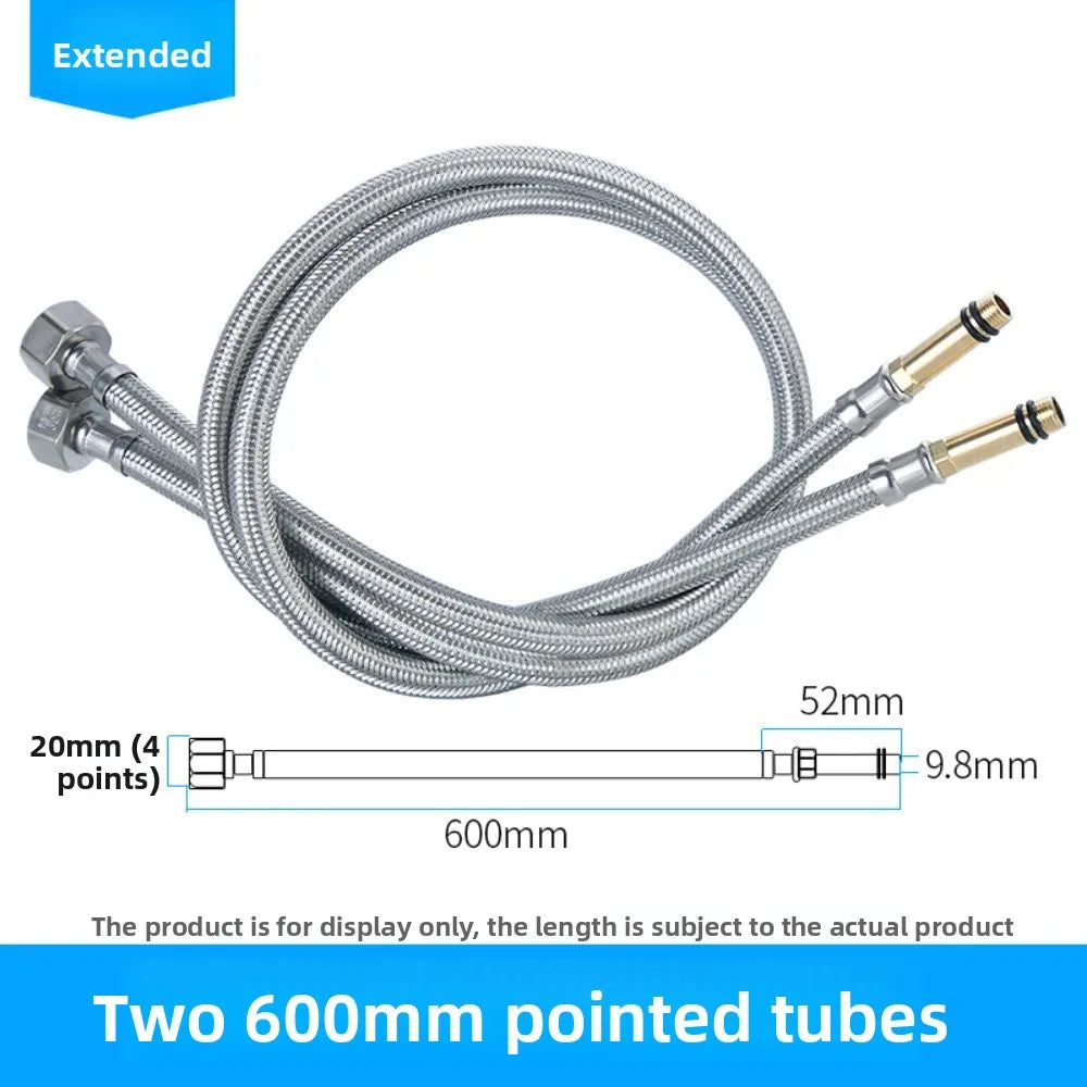 2pcs 1/2'' Stainless Steel Nylon Braided Tube Pipe Hose Silicone Plumbing Thermoresistant Tap Basin Faucet Sink Kitchen Bathroom Oasis Select 60cm 2pcs