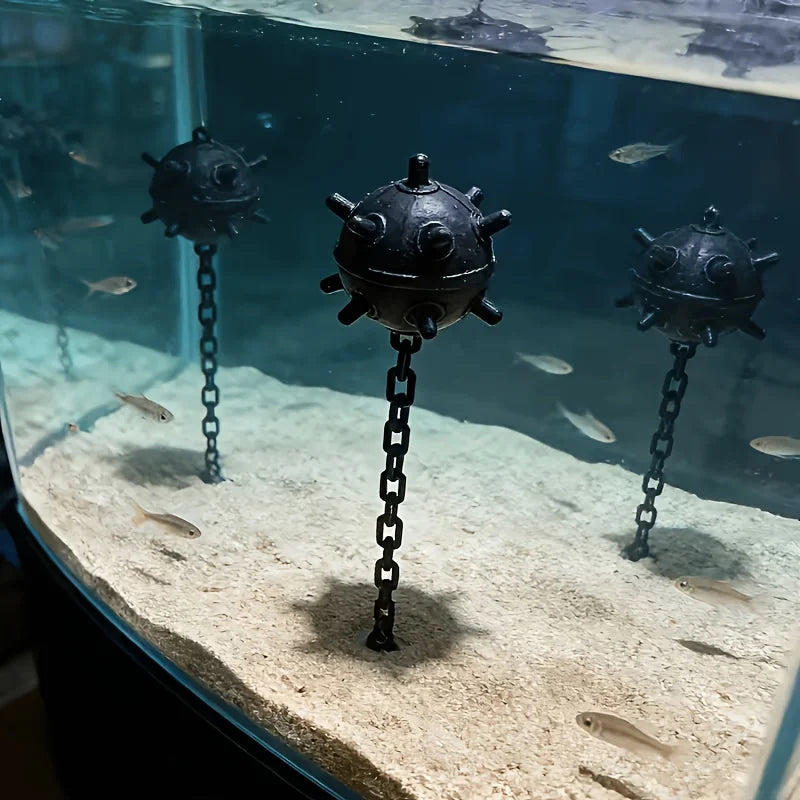 Cool Mine Aquarium Ornaments 3D Printing Underwater Mine Decor with Chain Fish Tank Decor Navigation Themed Aquarium Decorations Oasis Select