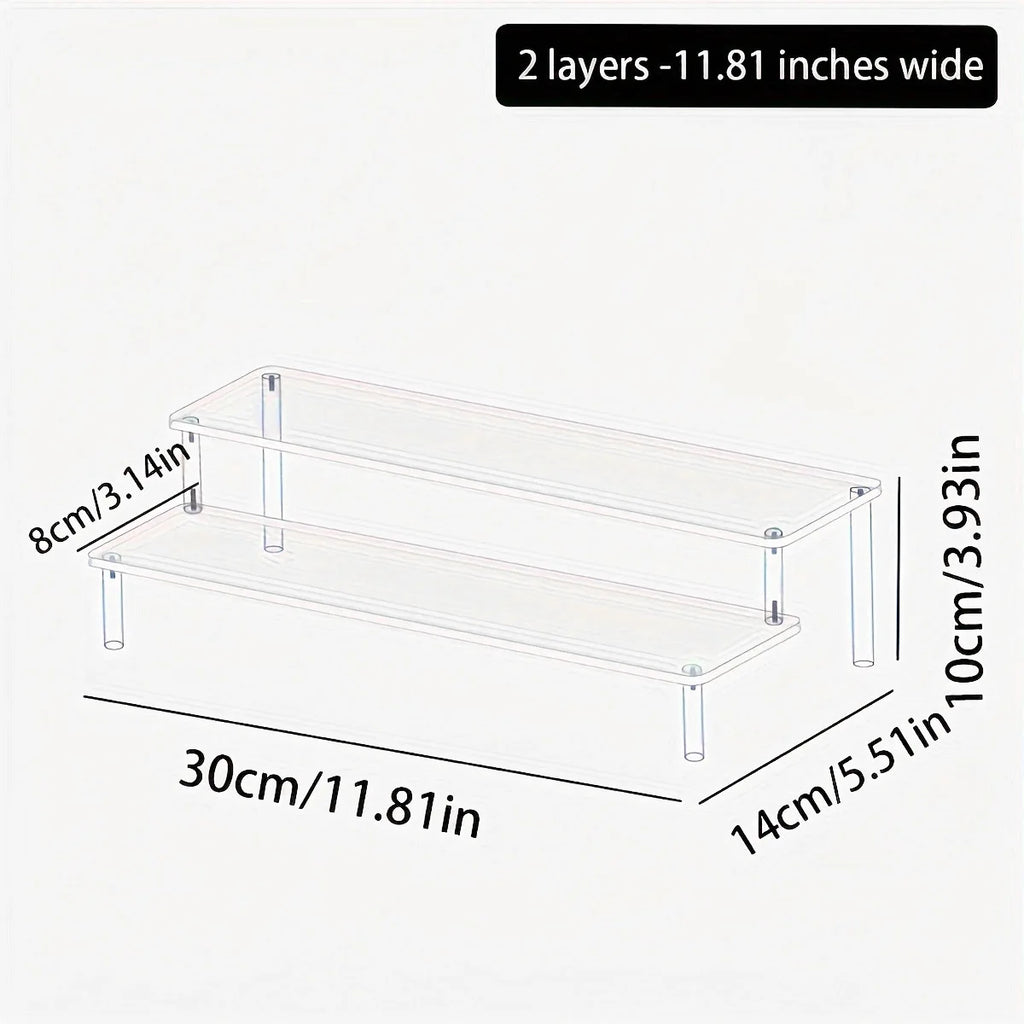 1pc,Multilayer acrylic transparent display rack, desk storage rack, suitable for cosmetics, perfume, dolls, nail polish shelf Oasis Select Transparent-2 layers