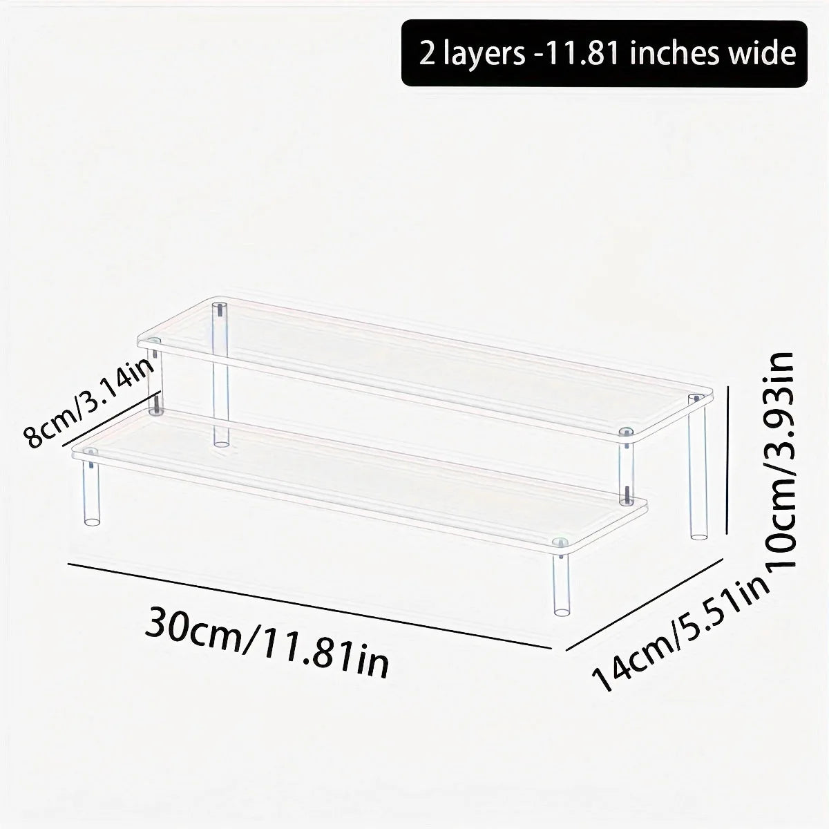 1pc,Multilayer acrylic transparent display rack, desk storage rack, suitable for cosmetics, perfume, dolls, nail polish shelf Oasis Select Transparent-2 layers