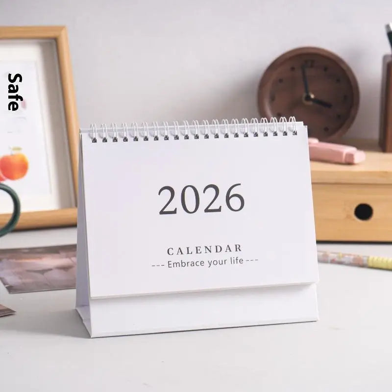 2026 Calendar Simple Memo Book Monthly Daily Planner Scheduler Time Management Home Office Desktop Decoration Standing Calendar Oasis Select White