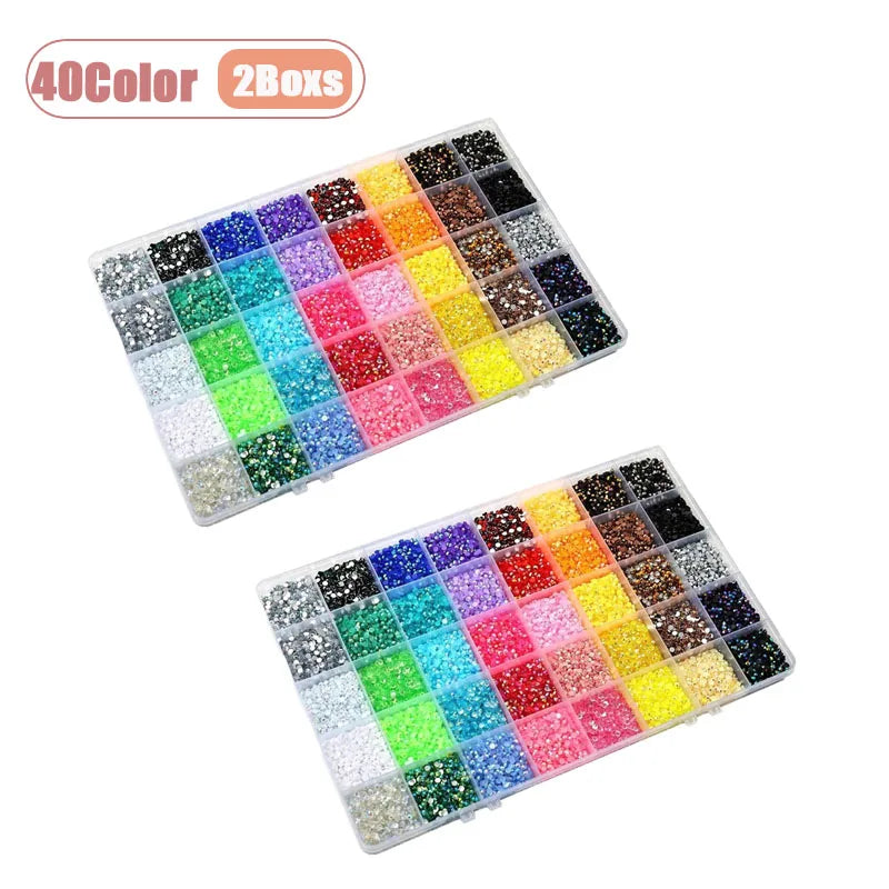 40 Colors 3mm Resin Rhinestones Flat Back Gems for Crafts Bedazzler Kit Nail Art Face Makeup Roller DIY Jewelry Making Supplies Oasis Select 40Color-2Boxs