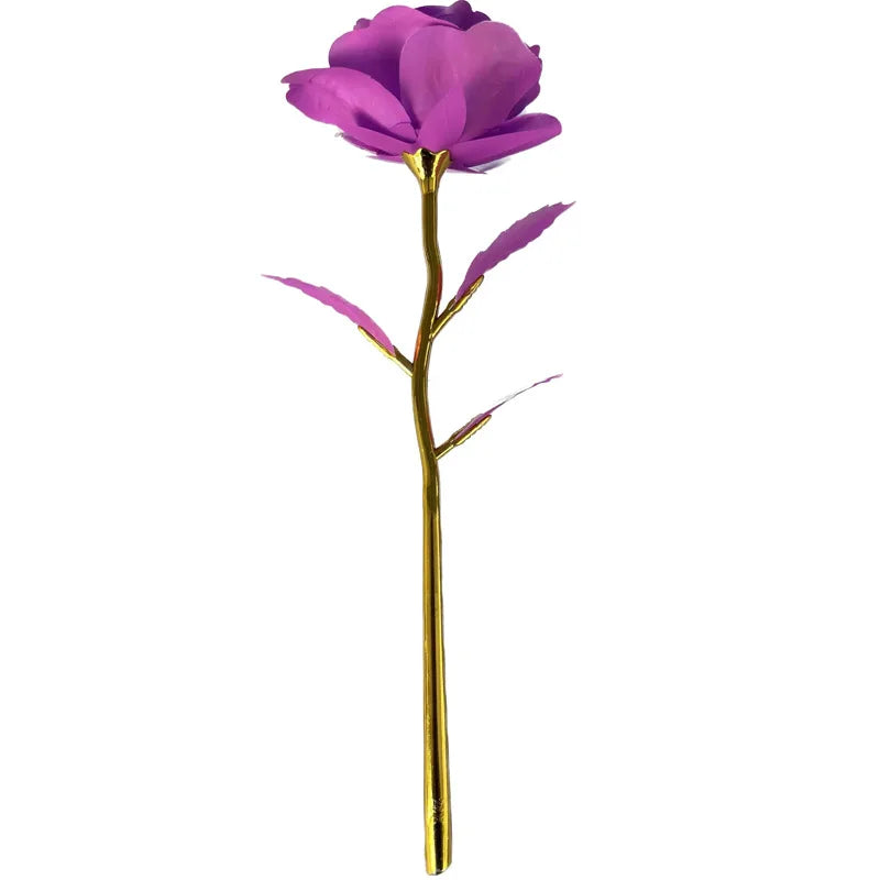 Multi-Color Gold Plated Rose Flower Romantic Valentine’s Day Mother's Day Gift Garden Decoration Flower Decoration Oasis Select Purple 1