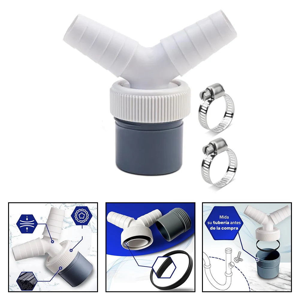 Dishwasher Washing Machine Drain Adapter Double Connection Y 1 1/4 Inch 40Mm Y-type Fork Drain Extension Hose Connector Oasis Select