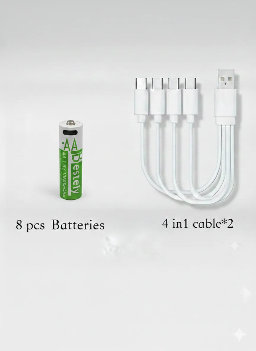 Hot selling AA 1.5V Constant Voltage, High Capacity ,Long Cycle USB-C Rechargeable BAT for Camera/Controller/Toys/Device Oasis Select 8 pcs Batteries