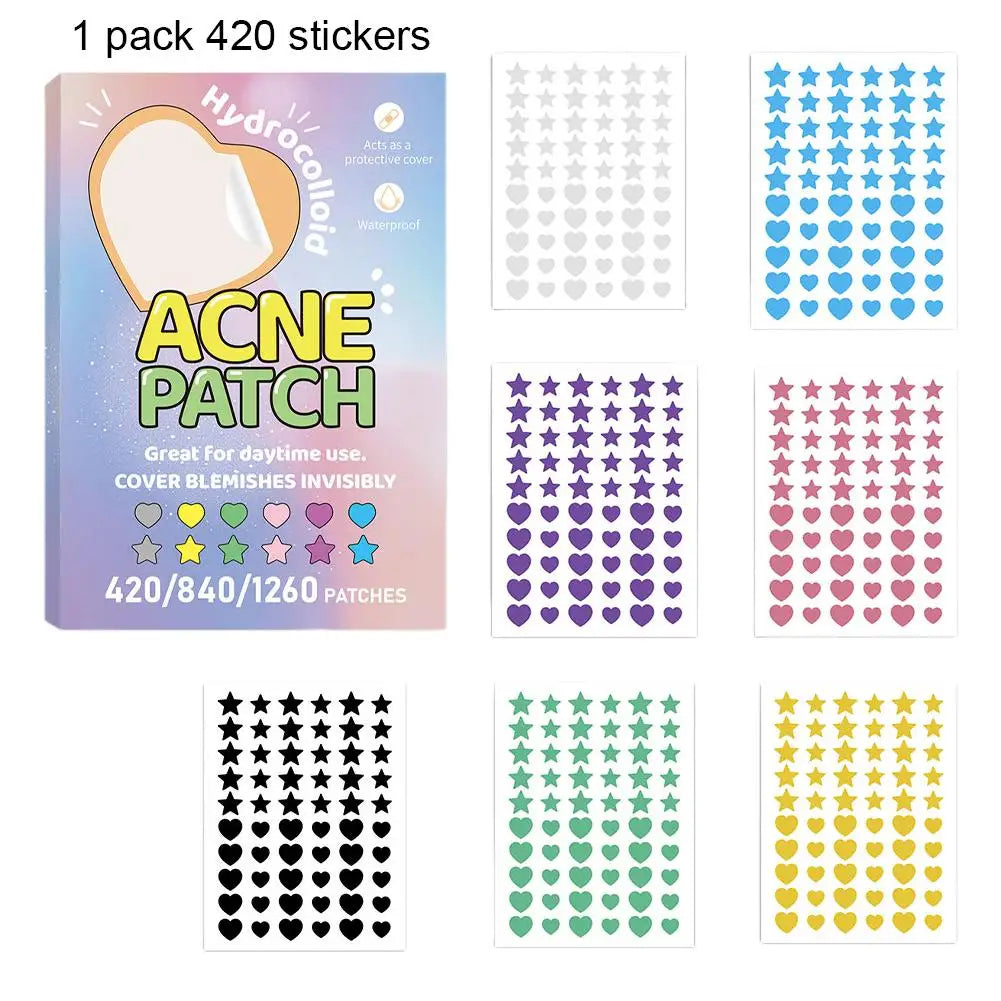 Colorful Star & Heart Acne Patches – 420 to 1260 Pcs Acne Patch Stickers Oasis Select A
