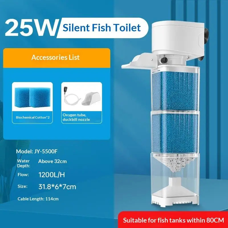 6-in-1 Submersible Aquarium Filter Pump Silent Air Oxygen Aerator Internal Water Pump Wave Maker for Fish Tank 220V Oasis Select 25W