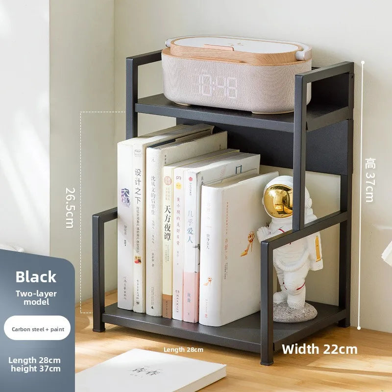 Bookshelf Simple desk shelf Children's combination book Desktop storage Student dormitory small bookcase Simple and modern Oasis Select Black 2-28
