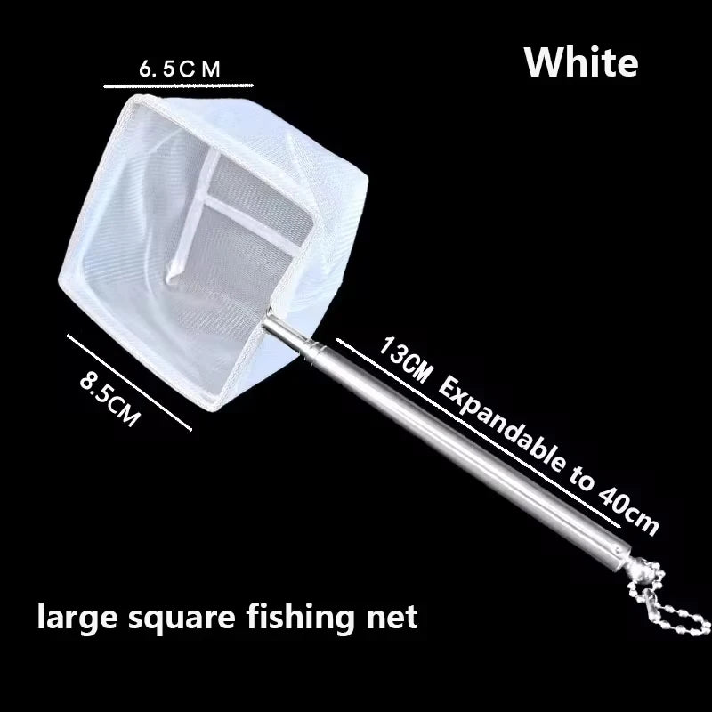 Fish Tank Fishing Net 3D Stainless Steel Retractable Portable and Easy-to-use Fish Fishing Net Bag Cleaning Accessories Oasis Select Large Square