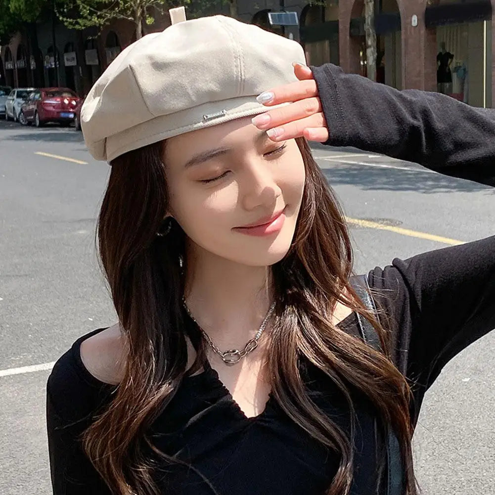 Women's Vintage French Plaid Beret Hat – Painter Cap All Seasons Women's Beret Hat Oasis Select