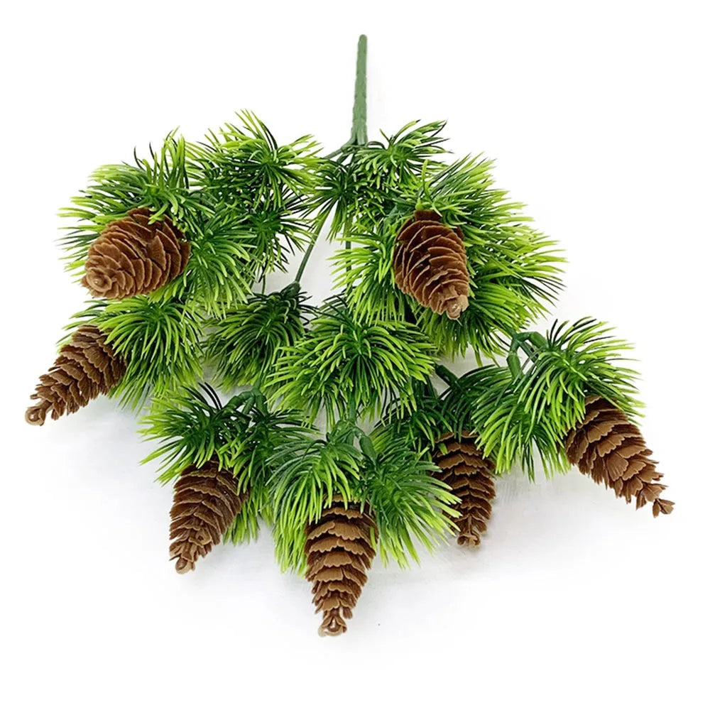 Green Artificial Pine Branches Desktop Ornament DIY Accessories Faux Pine Leaves Craft Fake Plant Fake Pine Home Decoration Oasis Select 2-A