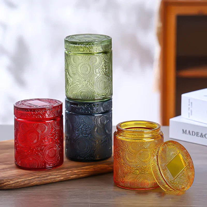 Glass Storage Jar with Lid Candle Empty Cup Storage Container Home Decoration Diy Candle Storage Box Living Room Decoration Oasis Select