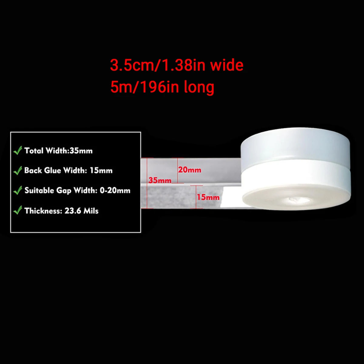 Door bottom seal strip Rainproof window rubber seal strip Windproof and dustproof self-adhesive door windshield sealing tape Oasis Select 3.5cm wide 5M