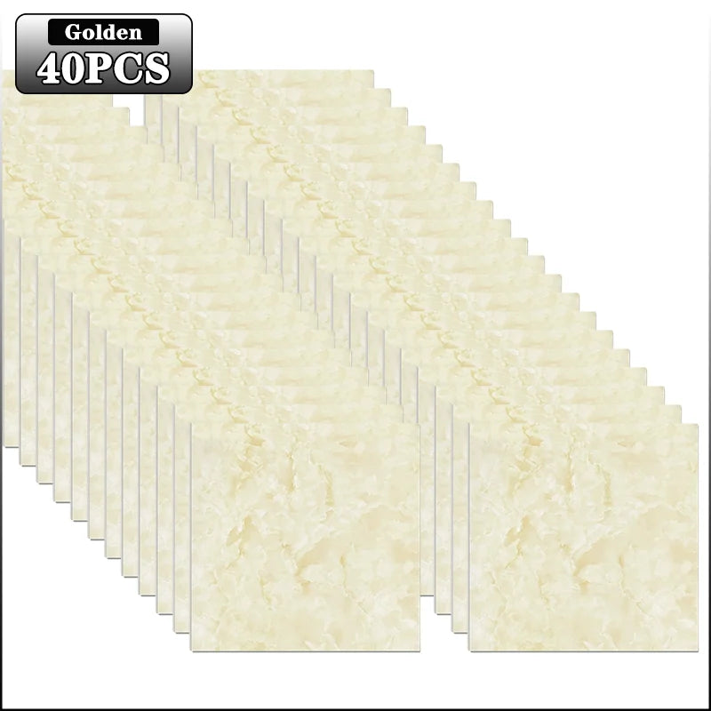 10-40PCS Marble Style Self-adhesive Floor Stickers Thickened Wear-resistant PVC Flooring Mats for Household Use Easy To Install Oasis Select Golden-40PCS